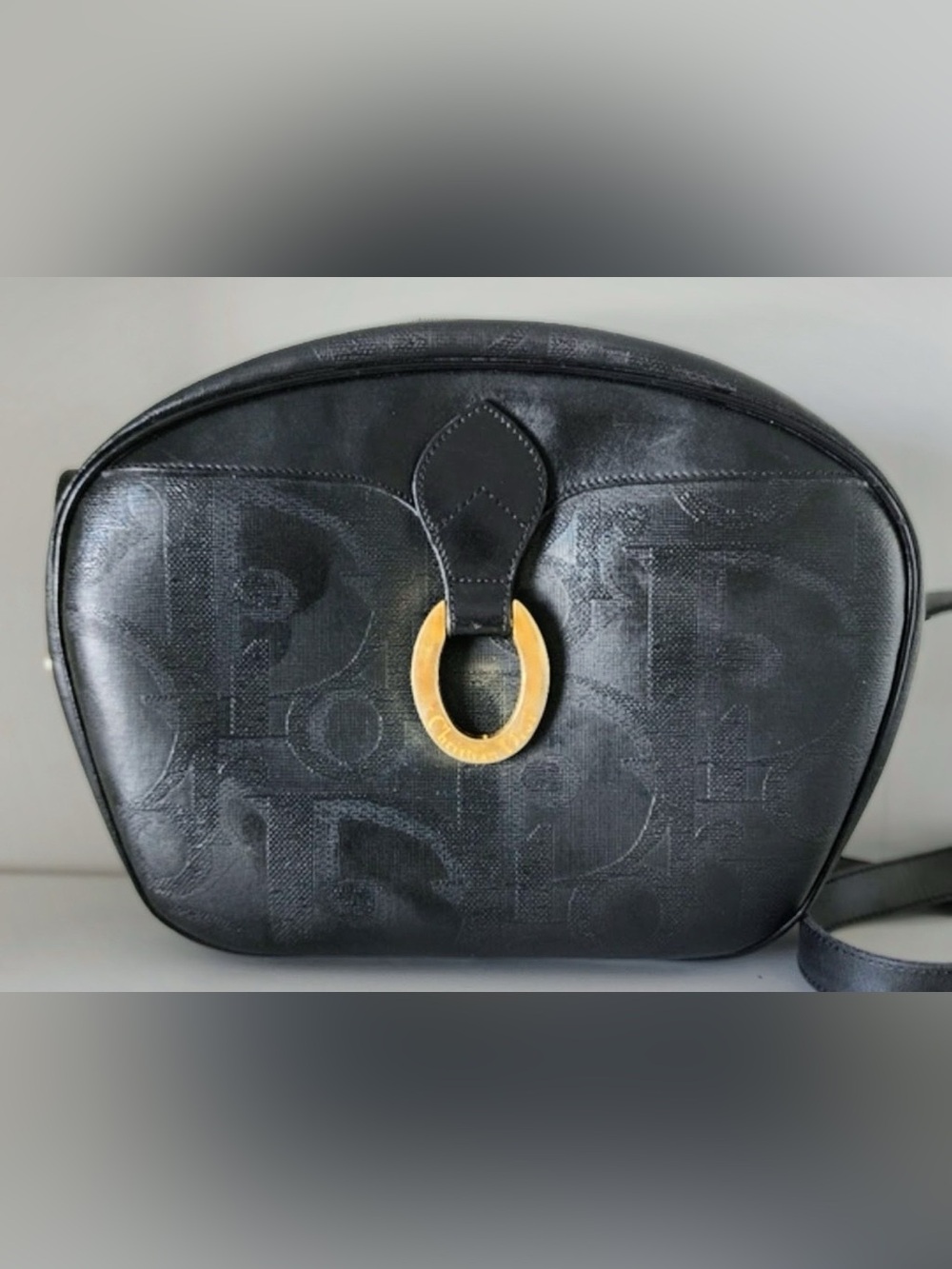 Authentic Christian Dior Trotter Monogram Saddle/Cross Body Bag Blk Leather - Picture 4 of 14